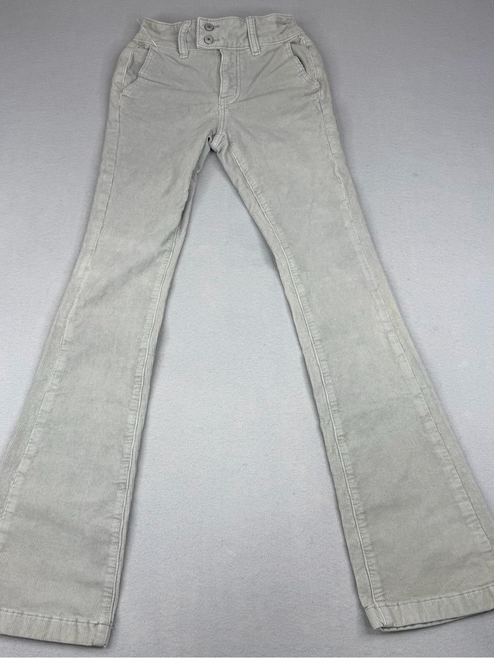 American Eagle Corduroy Kick Boot Pants Womens 000 Gray High Rise Y2K